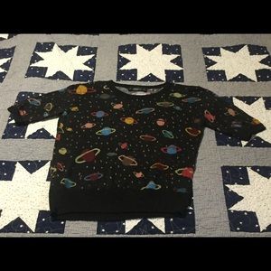 Zara metallic knit planet top